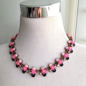 🩷 J. Crew floral pink neon rhinestone statement necklace J  Crew J.Crew